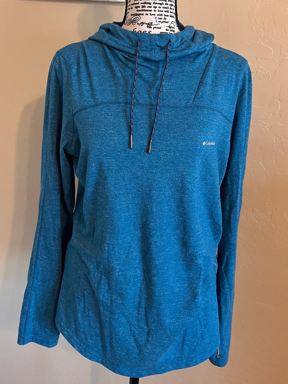 Columbia Teal Hooded Long-Sleeve Pullover